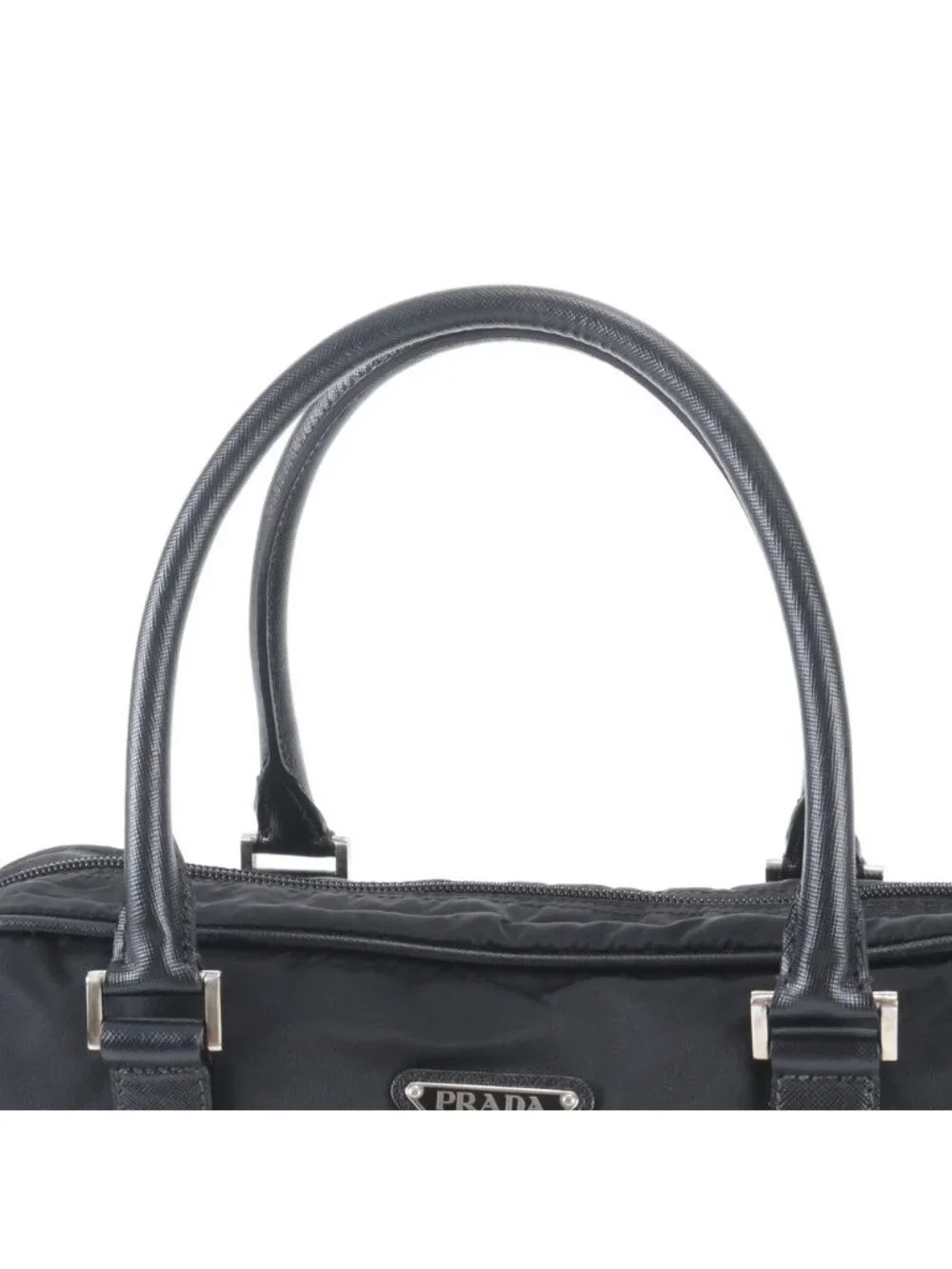 Prada Tessuto Nylon Saffiano Leather Business Tote Black
